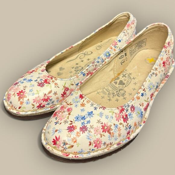 Dr Martens Vtg Floral Ballet Flats Christina RARE SS 6 EU 37 Cream Doc Ballerina - Picture 1 of 6